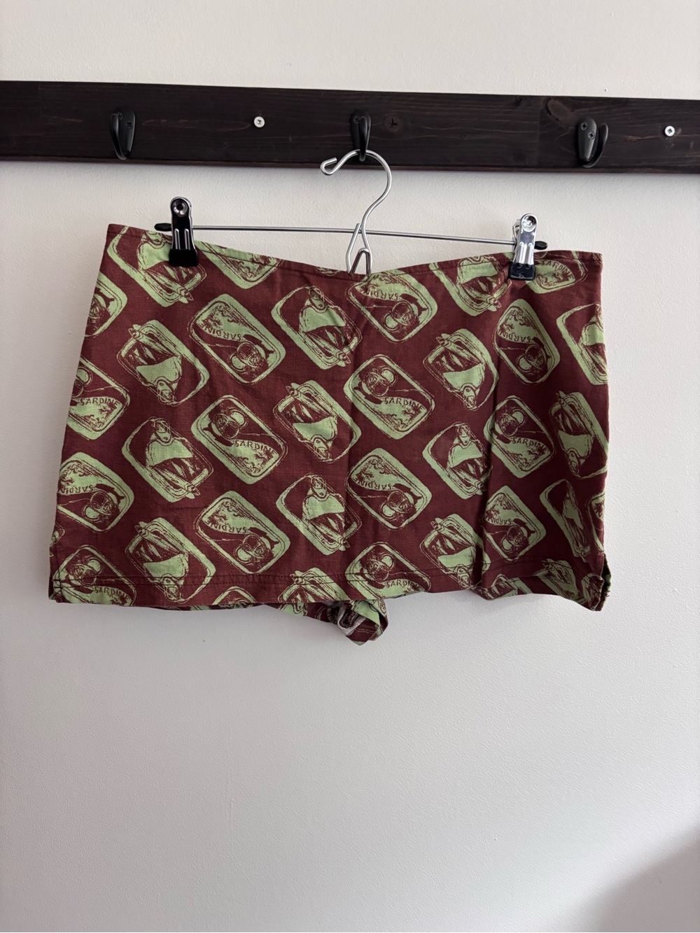 Urban Outfitters Brown & Light Green Sardine All-Over Printed Mini Skort